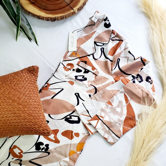 Rachael Zoe Mother of Pearl Button-Down Sleepshirt Pajama Sleepwear Multicolor - Picture 6 of 9